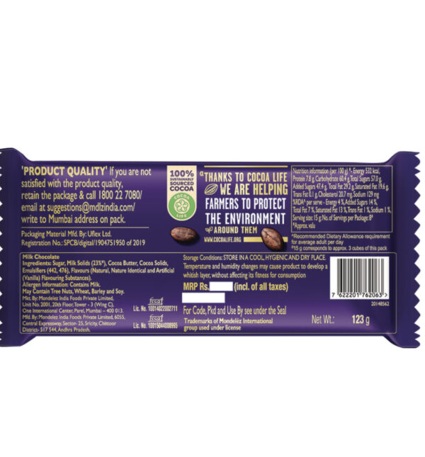 Cadbury dairy milk pack 123g